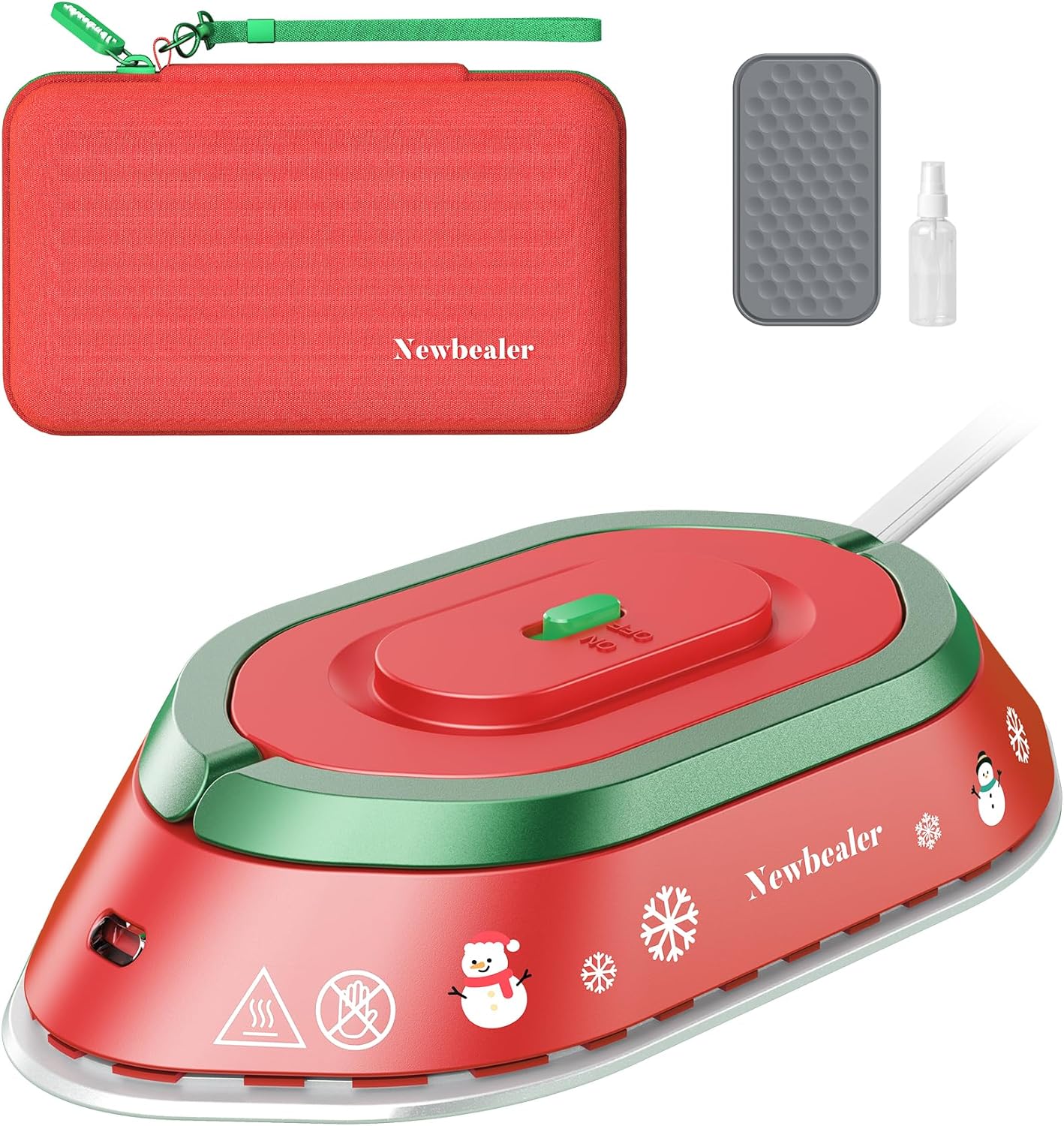 Newbealer Travel Iron - Mini Dry Iron for Clothes | Global Voltage 100-240V, 302℉, Lightweight 0.8lb, Classic Red