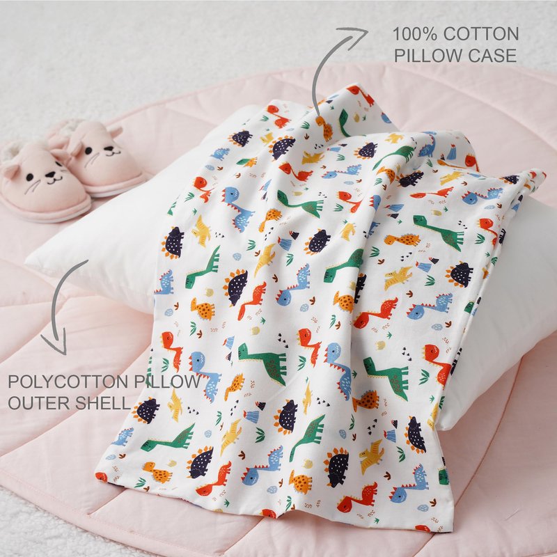Bunnikins & Clover Toddler Pillows with Pillowcase, 13"x18" Soft Cotton Kid Pillows for Sleeping, Bedding Small Pillow for Boys and Girls Aged 2-5 Years