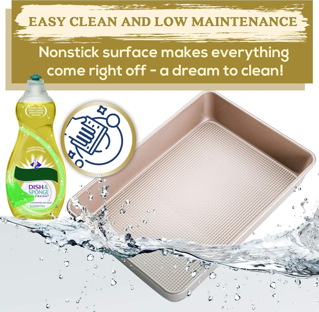 Ultra Cuisine 9x13 Inch Non-Stick Cake Baking Pan - Easy Clean & Even Baking - Food Safe Coating