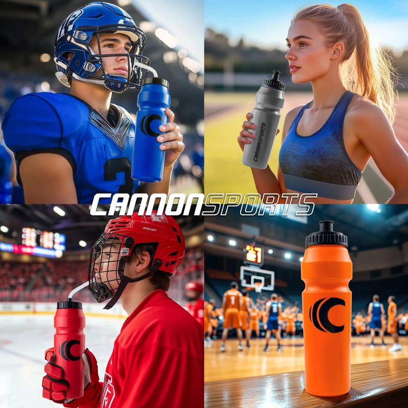 Cannon Sports 1 Liter Sports Water Bottle, BPA-Free, 34 Oz Capacity, Large Mouth, 2 lids (Straw and Squeeze), Great For Helmet Sports Such As Hockey, Lacrosse, Football, Boxing (Royal Blue)