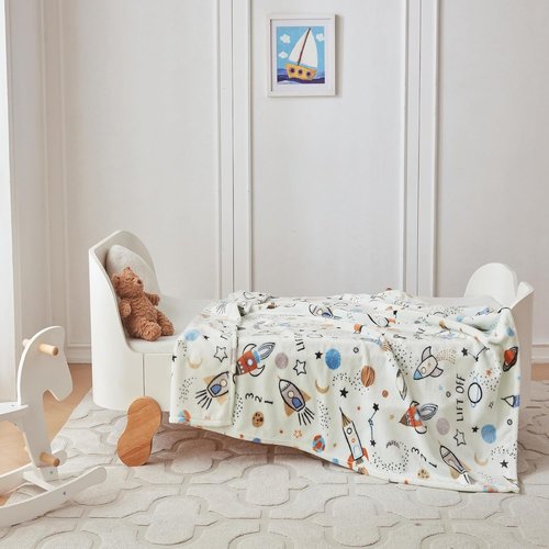 COOVA Kids Throw Blanket - Soft Cartoon Fleece, 50x60 Inch | Perfect Gift for Ages 2-12, Spaceship Green