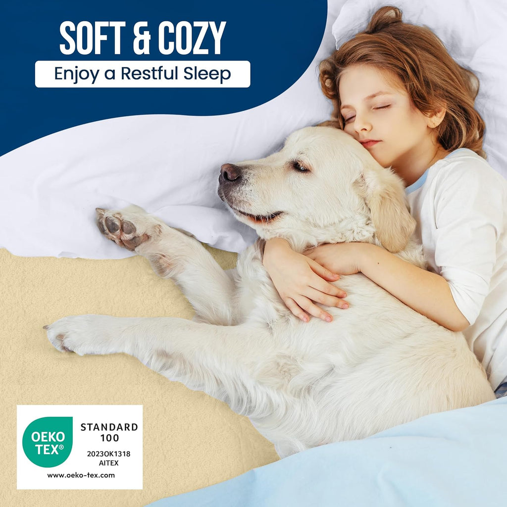 Utopia Bedding Twin Size Waterproof Mattress Protector - Soft Terry Cover with Deep Pockets (Beige)