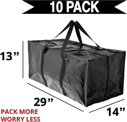 BAG-THAT! Heavy Duty Extra Large Moving Bags - Stronger Handles & Zippered Closure | Reusable Storage Totes