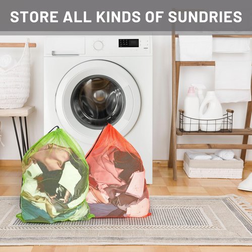 Berlune 24 Pcs 32x24 in Large Laundry Bag Colorful Extra Large Mesh Laundry Bag Bulk with Drawstring Heavy Duty Mesh Machine Washable Drawstring Pouch