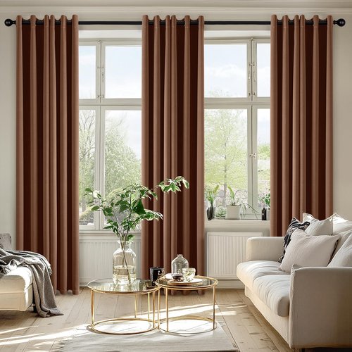 MIULEE Blackout Curtains - Thermal Insulated Room Darkening Drapes | 72-Inch Mocha Brown, 2 Panels