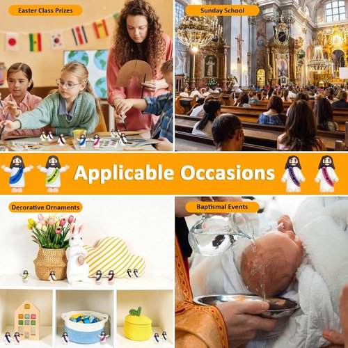 Keway Mini Jesus Figures - 44 PCS Rubber Pocket Figurines for Easter, Baptism & Party Favors | 11 Colors, 2 Styles