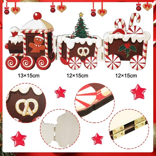 Jetec Gingerbread Train Table Centerpiece - Festive Wooden Christmas Decoration for Home & Office
