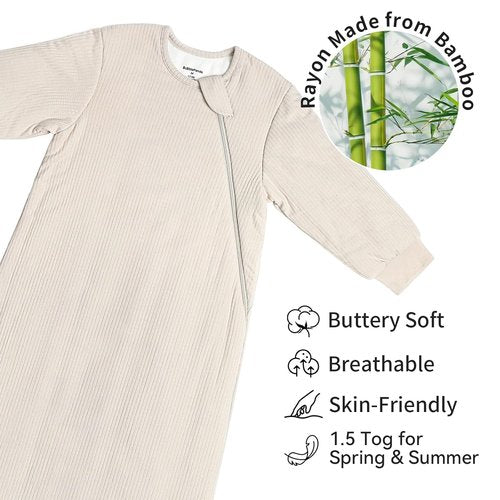 BubblePanda Bamboo Sleep Sack | Supersoft 1.5 Tog Long Sleeve Wearable Blanket for Babies 6-12 Months