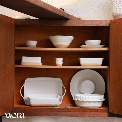Mora Ceramic Baking Dish - Large 9x13 in Casserole Pan with Handles | Extra Deep Porcelain Bakeware - Oat