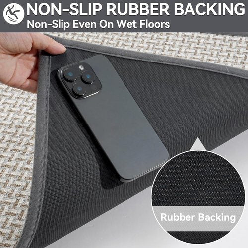 Door Mat - 17"x30" Indoor Entrance Mat | Dirt Resistant, Non-Slip Rubber Backing, Washable Gray