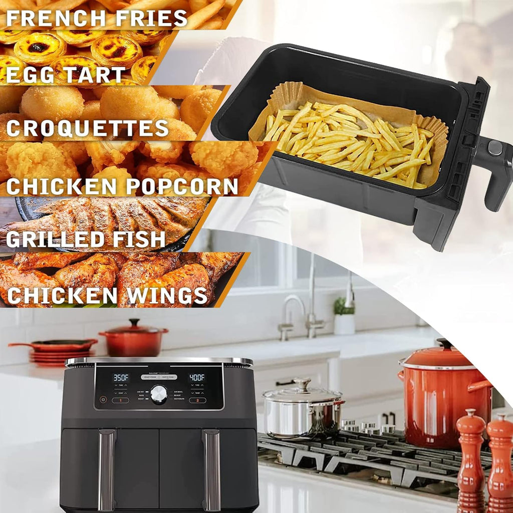 Ninja Foodi Air Fryer Liner - Rectangular Parchment Paper for 8QT & 10QT Baskets | 125 Pcs