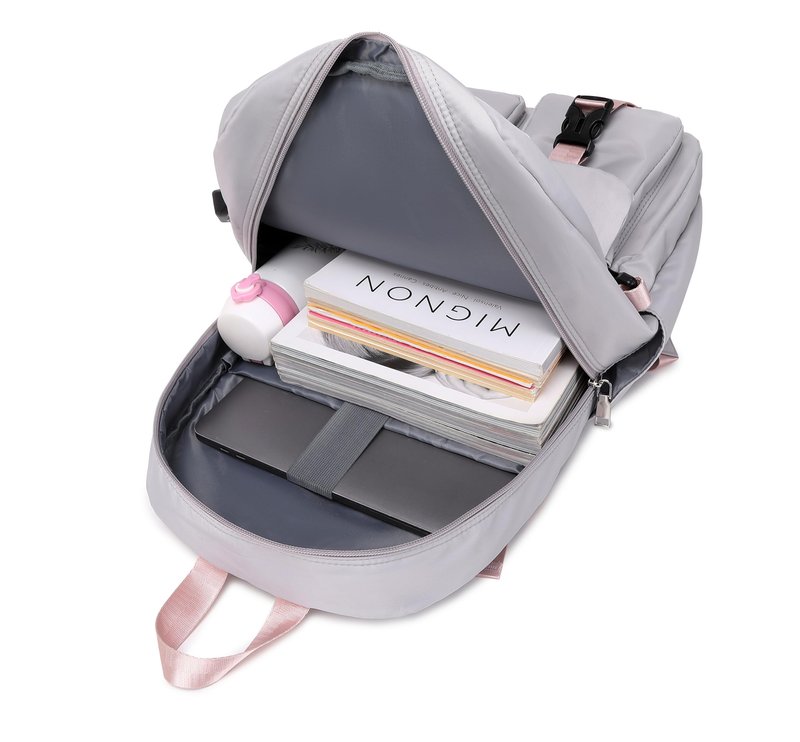 Wadirum Stylish School Backpack for Girls and Boys Cute Laptop Backpack for Teenager Grey