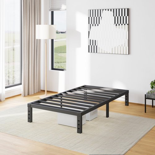 Furnitui 12 Inch High Platform Twin Bed Frame, Metal Bed Frame Twin No Box Spring Needed, Easy Assembly, Noise Free, Sturdy, Black