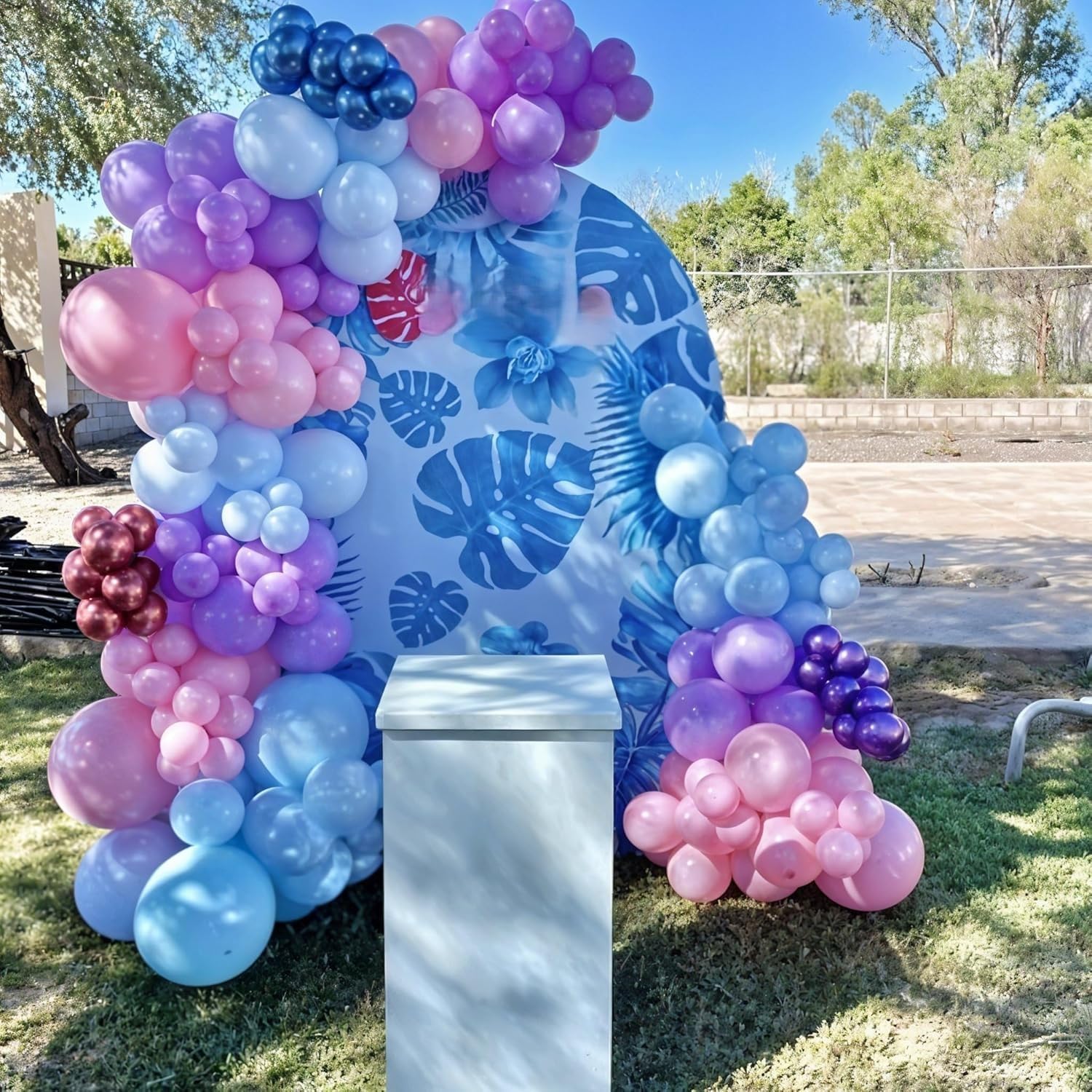 Skiennix 12-Inch Macaron & Metallic Blue Pink Balloons - Perfect for Gender Reveal & Summer Parties