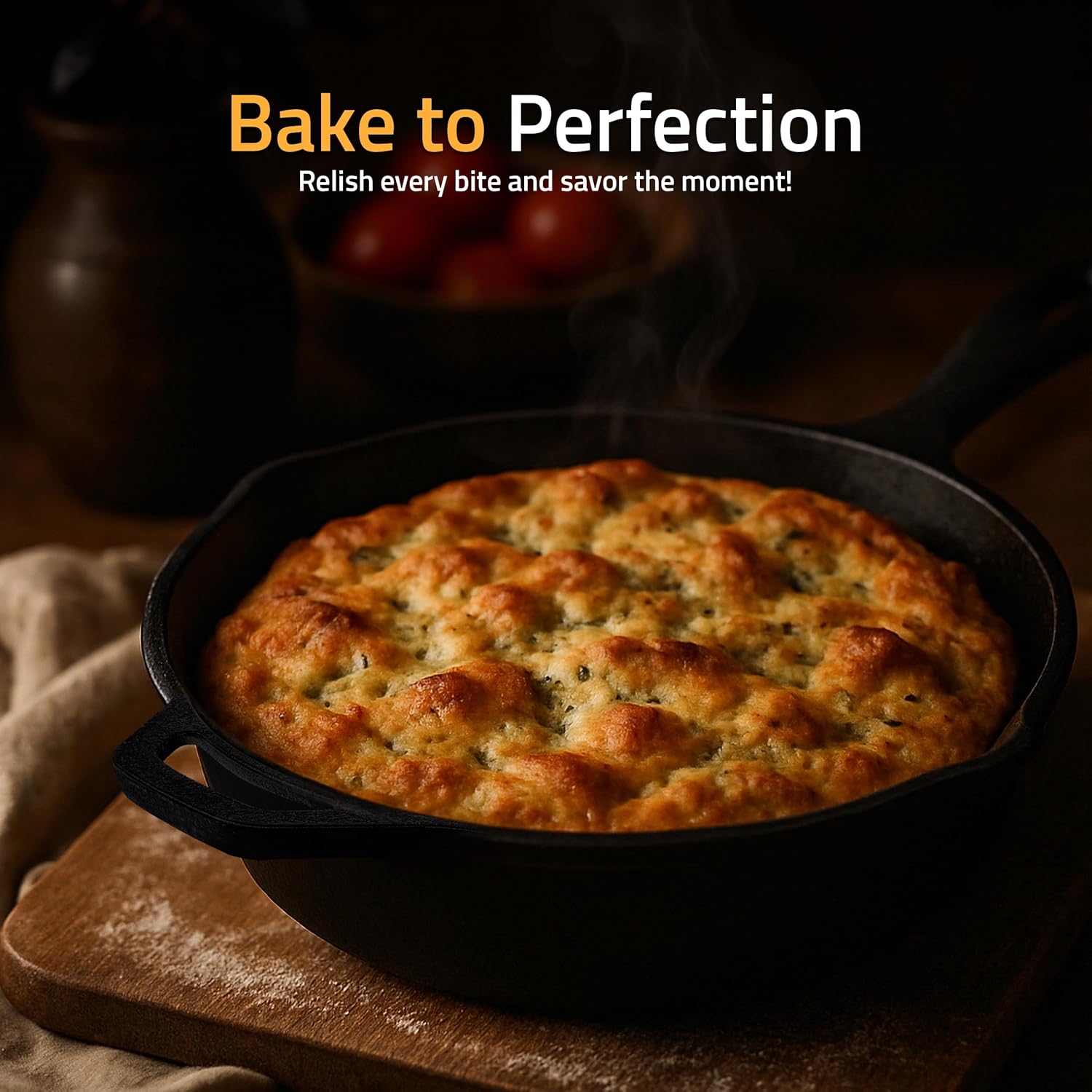 Utopia Kitchen Premium Cast Iron Skillet - 12 Inch Pre-Seasoned Frying Pan for Even Heat Distribution | Black