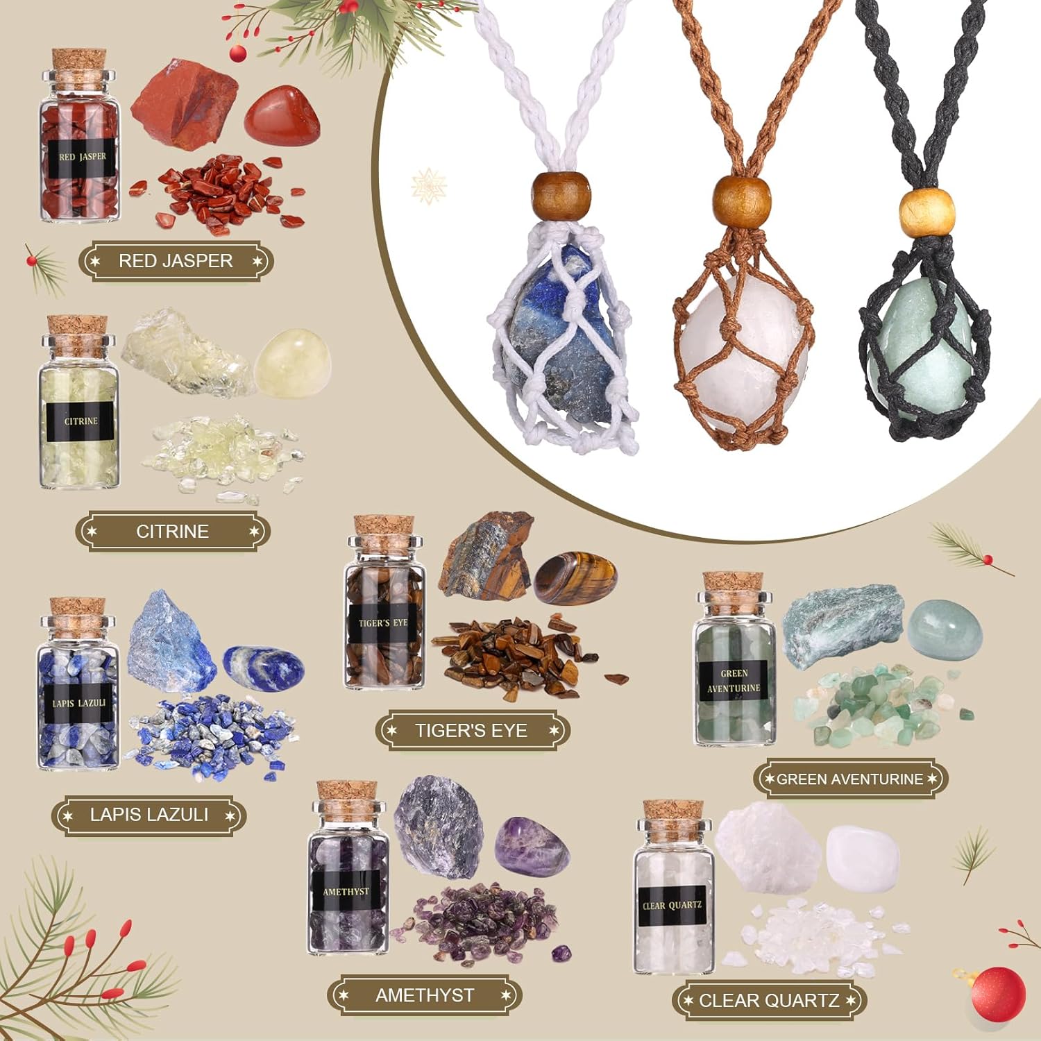 Naler Healing Crystals Set - 24 Pcs Christmas Gift for Women | Unique Crystals & Healing Stones