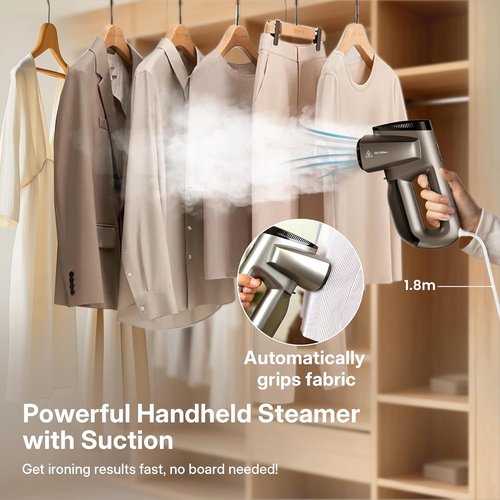 GKJ Handheld Clothes Steamer - 2-in-1 Vacuum & Iron with 2300Pa Suction | Portable Travel Size, 118ml Tank
