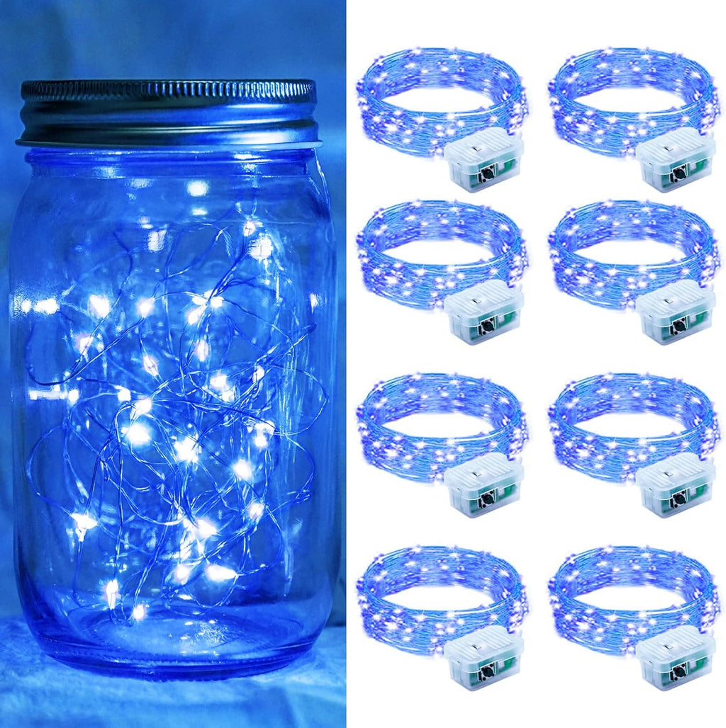 Skiennix 20 LED Blue Fairy Lights - 7Ft Twinkle String Lights | Battery Operated & Waterproof for Weddings, Parties, & Holidays