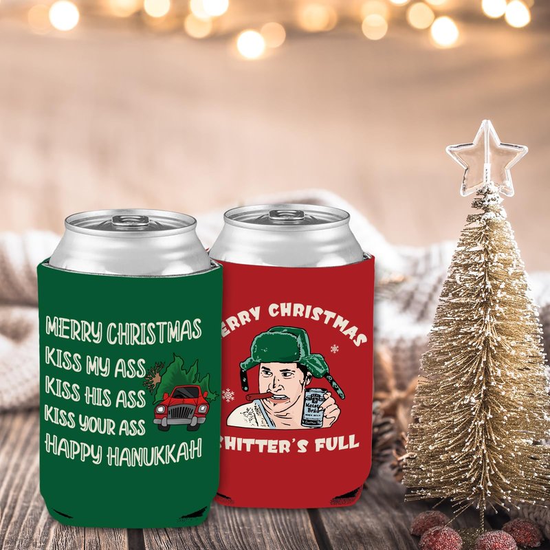 Christmas Vacation Decorations, 8 Pcs Funny Holiday Can Cooler Sleeves, 12 oz Reusable Can Covers for Beer Beverage Drinks, Griswold Family Christmas Vacation Merch Gifts, Xmas Party Decor Supplies