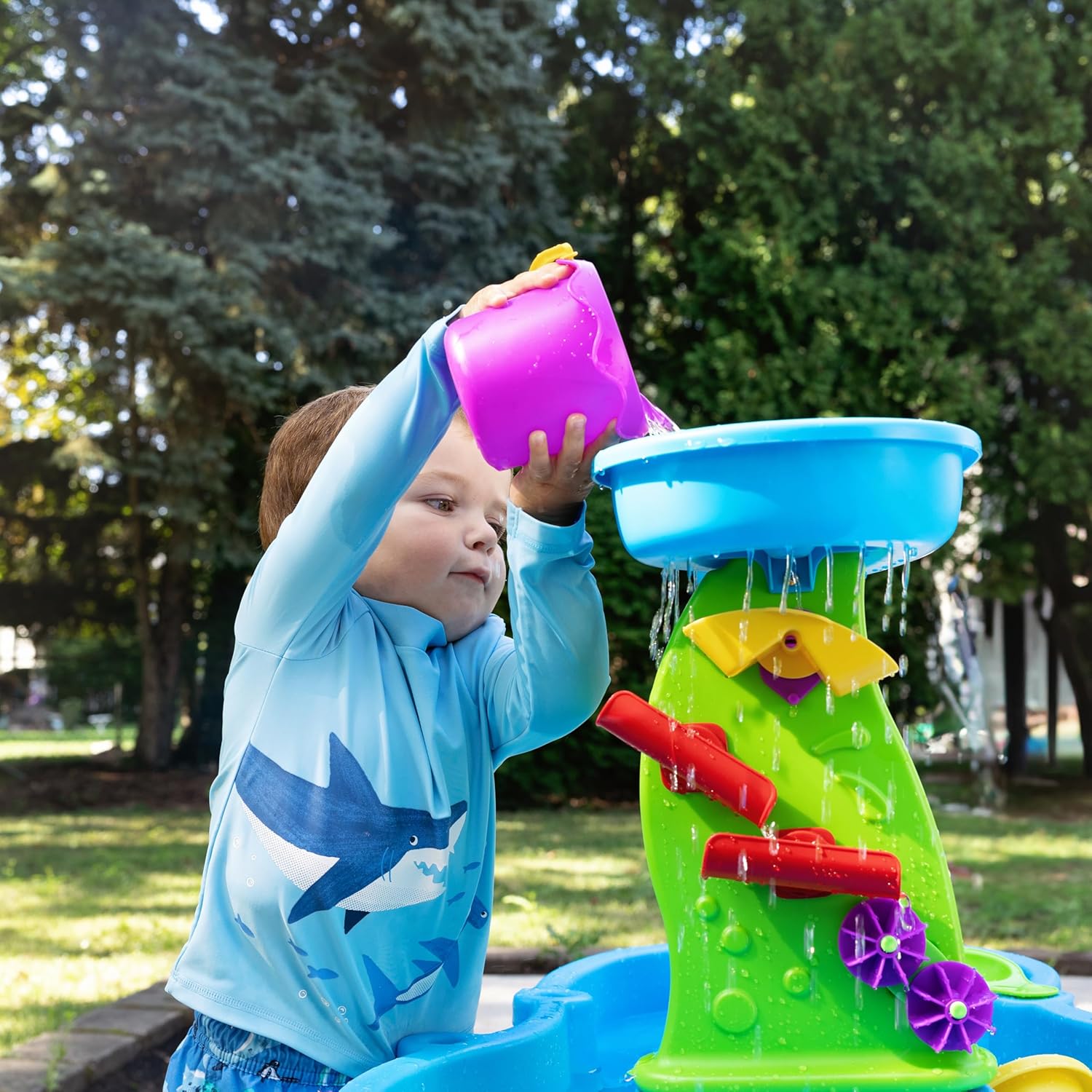Step2 Rain Showers Water Table - Engaging Sensory Playset for Kids 1.5+ Years - Blue & Green, 13 Accessories