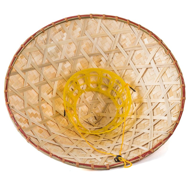 Funny Party Hats Asian Conical Hat - Rice Farmer Hat With Bamboo Design