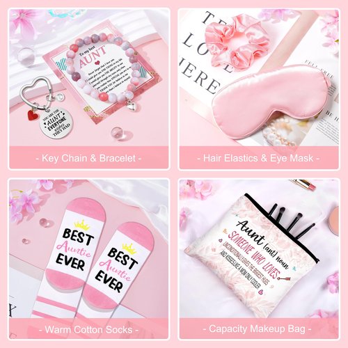 Lepiche Mother's Day Aunt Gifts from Niece Nephew, Best Aunt Ever Gift, Auntie Birthday Gift Ideas, Auntie Gift Ideas, Get Well Soon Care Package Relaxing Spa Gifts Set for Mother's Day