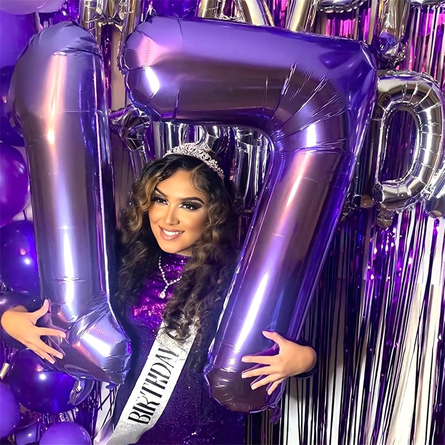 Purple Number 40 Birthday Balloons - 40 Inch Large Mylar Foil 4 & 0 Balloons for 40th Anniversary Party