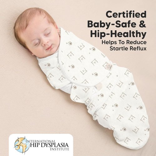 Bumble Bear Baby Swaddle Sleep Sacks - 3-Pack Zipper Swaddles for Newborns 0-3 Months, Soft & Durable