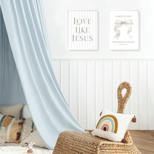 LARTSFRO Coquette Beige Bow Wall Art Decor - Inspirational Christian Posters for Teen Girls | 12x16 Inch Set of 4 (Unframed)