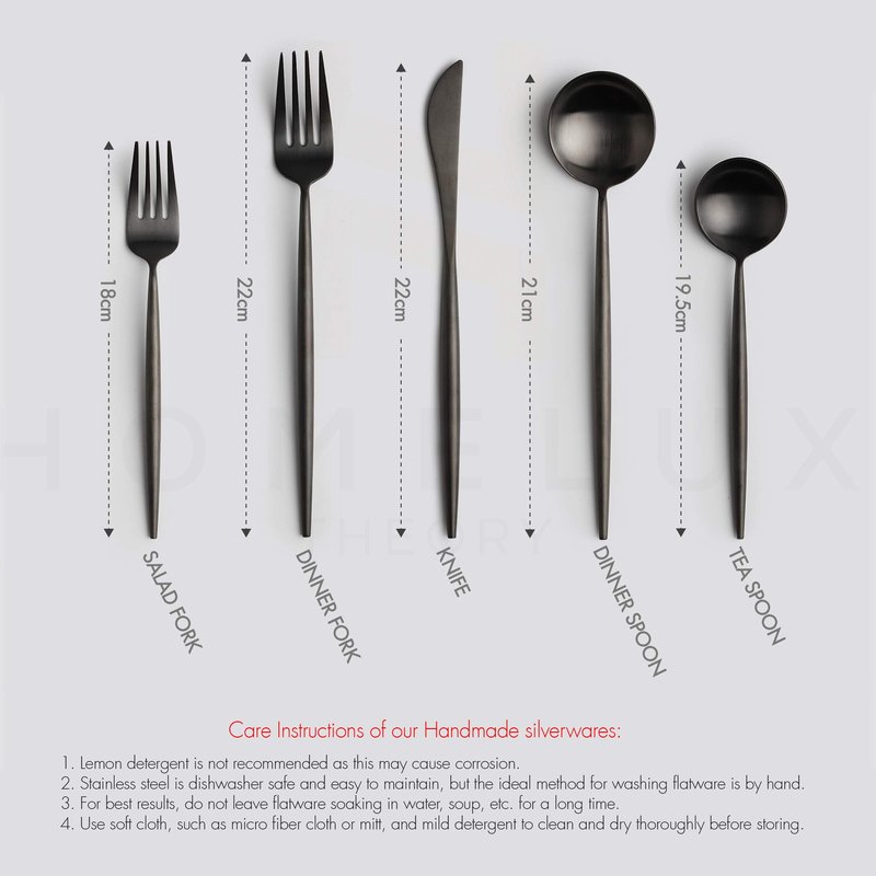 Homelux Theory 18/10 Stainless Steel Silverware Set, 4 Cutlery Set of 5pc Heavy Duty Spoons & Forks Set, Stainless Steel Kitchen Utensils, Adaline Royal Modern Utensils & Contemporary Flatware Set