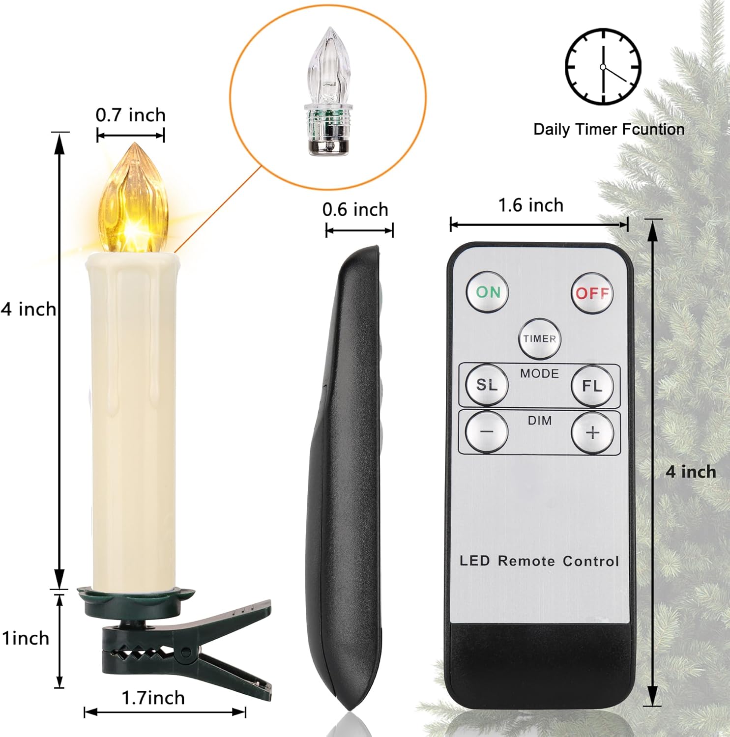 Skiennix LED Flameless Taper Candles - Battery Operated with Remote Timer | 10 PCS for Christmas & Events