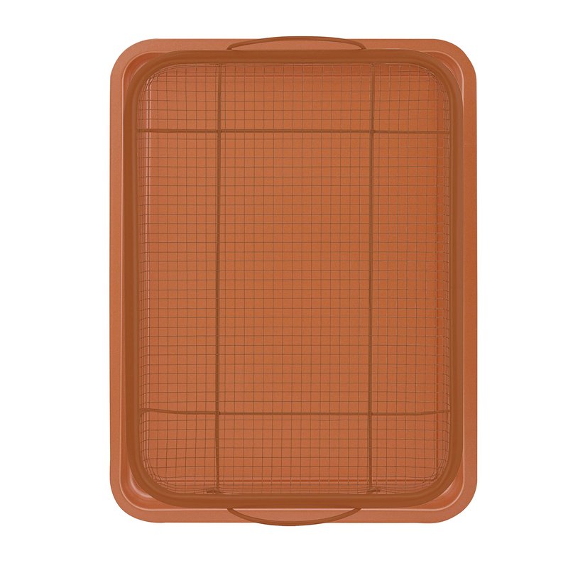 Baking with G&S Nonstick Crisper Basket with Baking Pan, Copper, 2 Piece Set, Durable and Easy to Use