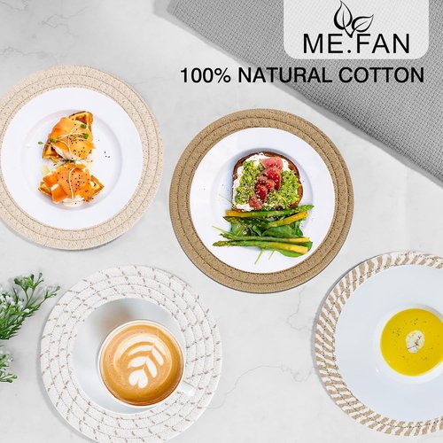 ME.FAN 7-Inch Cotton Thread Weave Trivets | 4-Piece Set for Pots & Pans - Protect Your Countertop