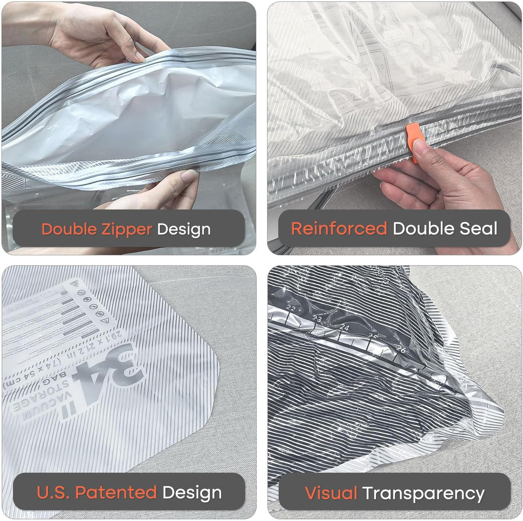 Vacbird Vacuum Storage Bags - 18 Pack with Rechargeable Wireless Pump | Large, Medium & Small Sizes for Clothing, Bedding & Travel