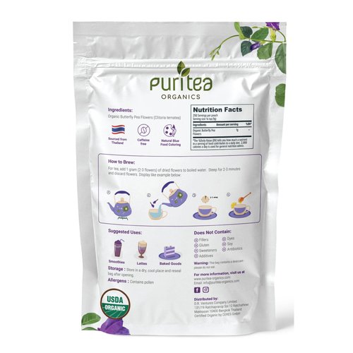 USDA Organic Butterfly Pea Flower Tea, 8.82oz, 750+ Cups | Great for Iced or Hot Brewed Herbal Tea | Natural Blue & Purple Food Coloring | Rich Source of Antioxidants | Caffeine Free, Non-GMO, No Sugar (Butterfly Pea Flowers 8.82 Oz)