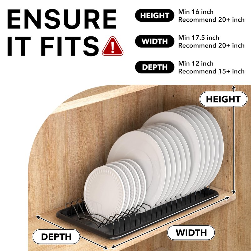 Simple Houseware Plate Drying Rack with Drainboard, Black