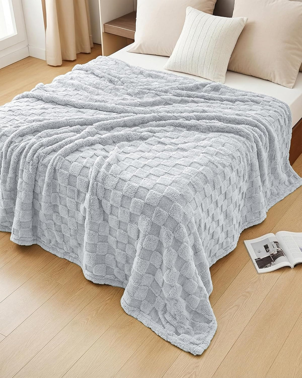 Utopia Bedding Cool Grey Checkered Fleece Throw Blanket - Soft Plush Cozy 50x60 Inches | Perfect for Couch or Bed