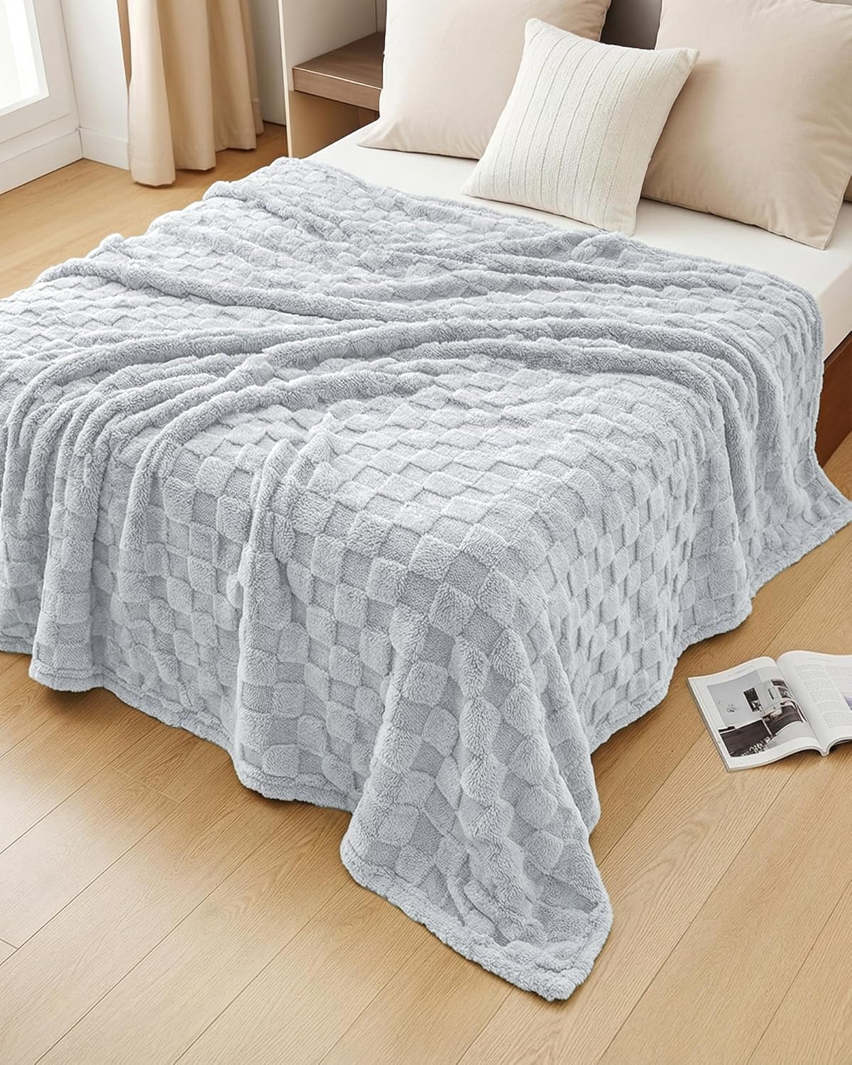 Utopia Bedding Cool Grey Checkered Fleece Throw Blanket - Soft Plush Cozy 50x60 Inches | Perfect for Couch or Bed