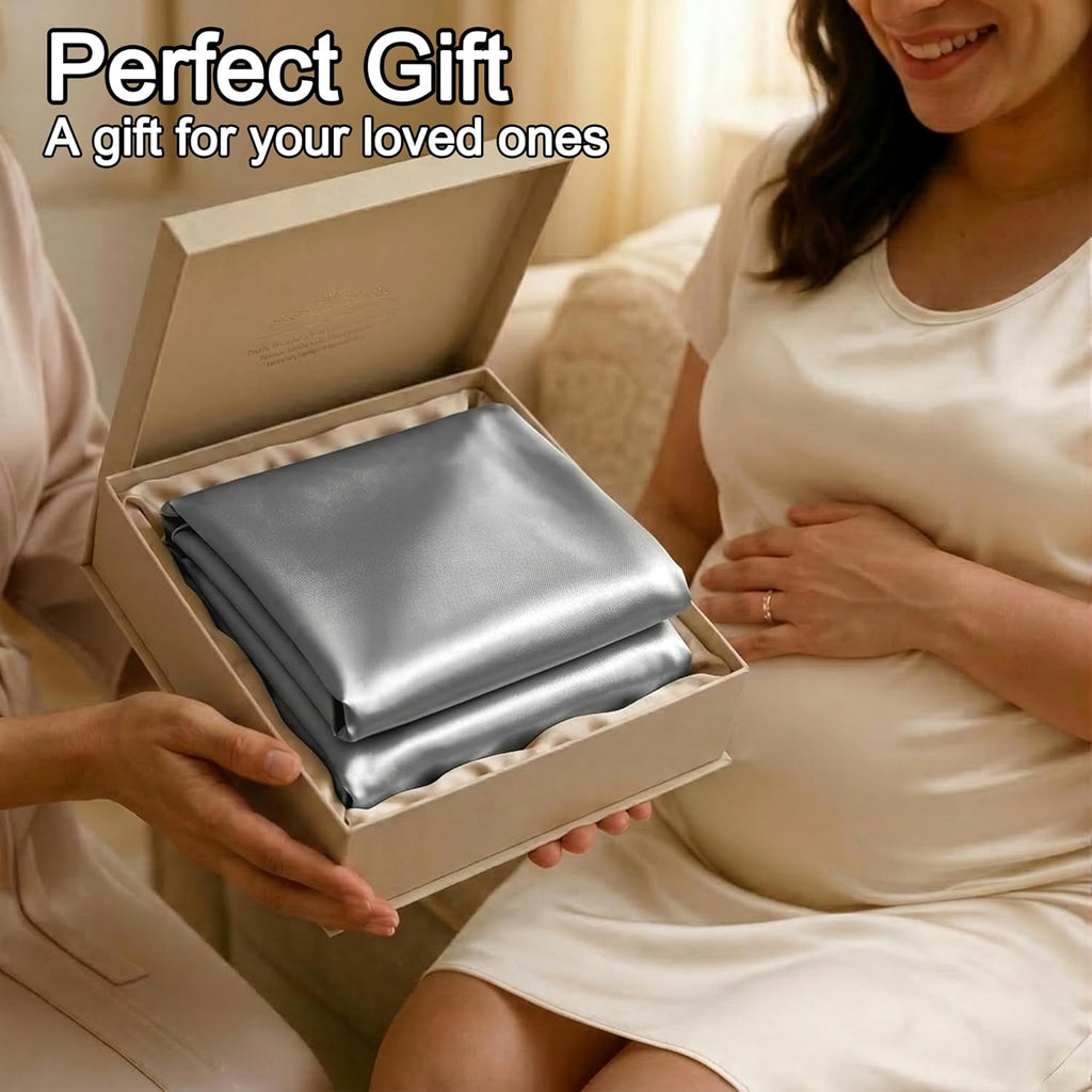Pro Goleem Satin Nursing Pillow Cover - Soft Silk Feeding Pillow Slipcover | 2 Pack in Gray and White