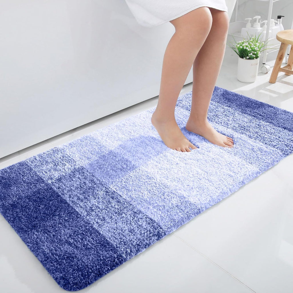 OLANLY Bathroom Runner Rugs - Extra Soft Microfiber Mat 44x24 | Quick Dry, Washable, Rubber Backing - Blue-Violet