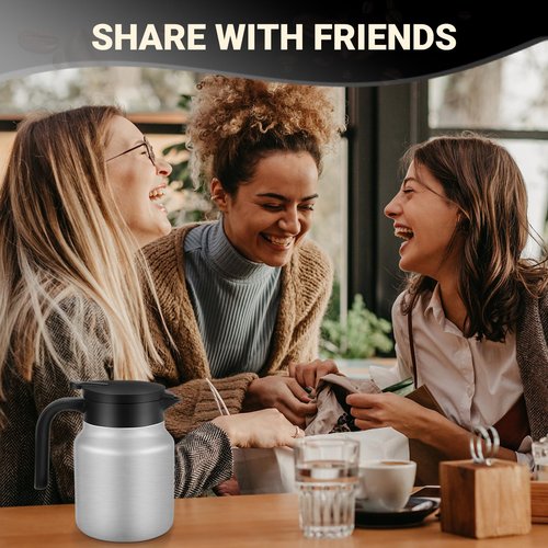WYHVAND 34Oz Thermal Coffee Carafes For Keeping Hot/Cold, Stainless Steel Coffee Carafe, Dustproof Insulated Water Carafe for Party/Home,Silver