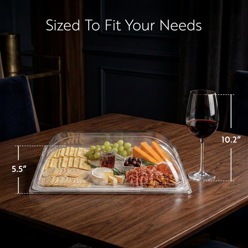 Restaurantware Cater Tek 21 Inch Polycarbonate Plate Cover 1 Shatterproof Dish Cover - Dishwashable For 21 Inch Plates Clear Plastic Tray Cover Flap Handle Design Endures Up To 210F