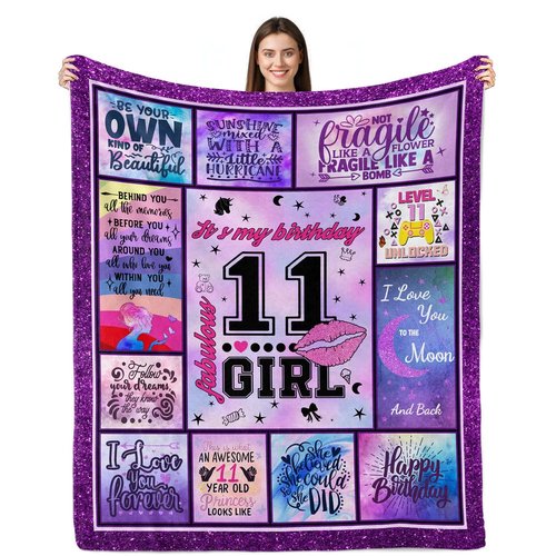 Lviliss Gifts for 11 Year Old Girl Blanket, 11 Year Old Girl Birthday Gift Ideas, 11th Birthday Gifts for Girls, 11th Birthday Decorations for Girls Throw Blanket 50”x60”