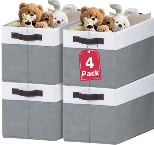 Criusia Extra Large Storage Bins - 4 Pack 16x12in Fabric Organizers for Clothes, Toys & Blankets | Versatile Room Storage