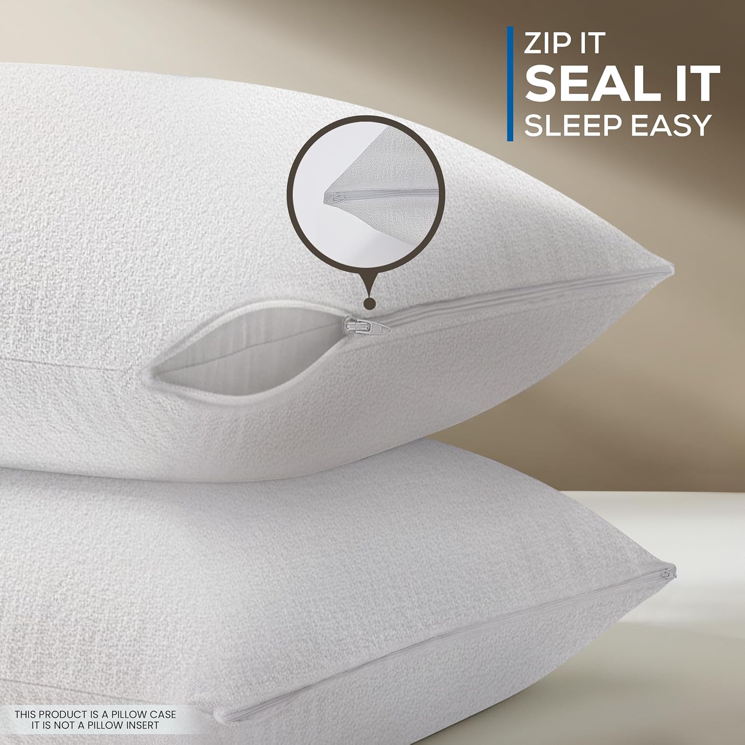 Utopia Bedding Waterproof Pillow Protectors - Set of 4 Standard Size, Zippered Terry Covers | Bed Bug & Dust Mite Proof