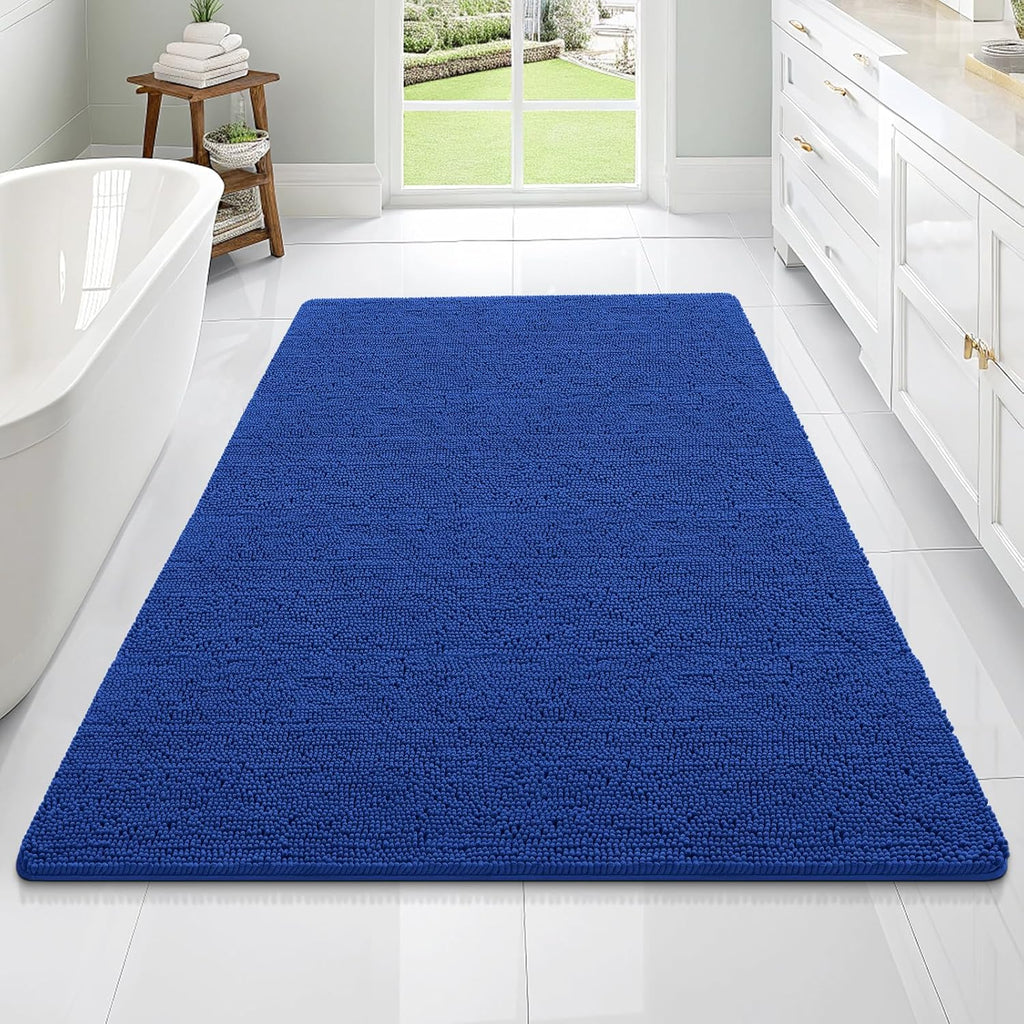 OLANLY Large Bath Rugs - Extra Soft Chenille, Quick Dry & Machine Washable | 70x46 Royal Blue