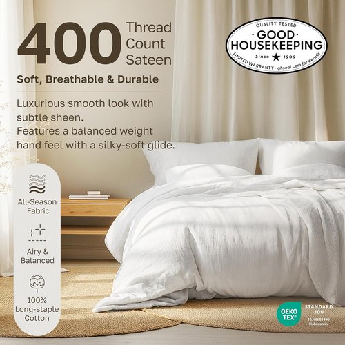 California Design Den King Size Pillowcase Set - 400 Thread Count 100% Cotton Sateen - Soft Dusky Lavender Grey (Set of 2)