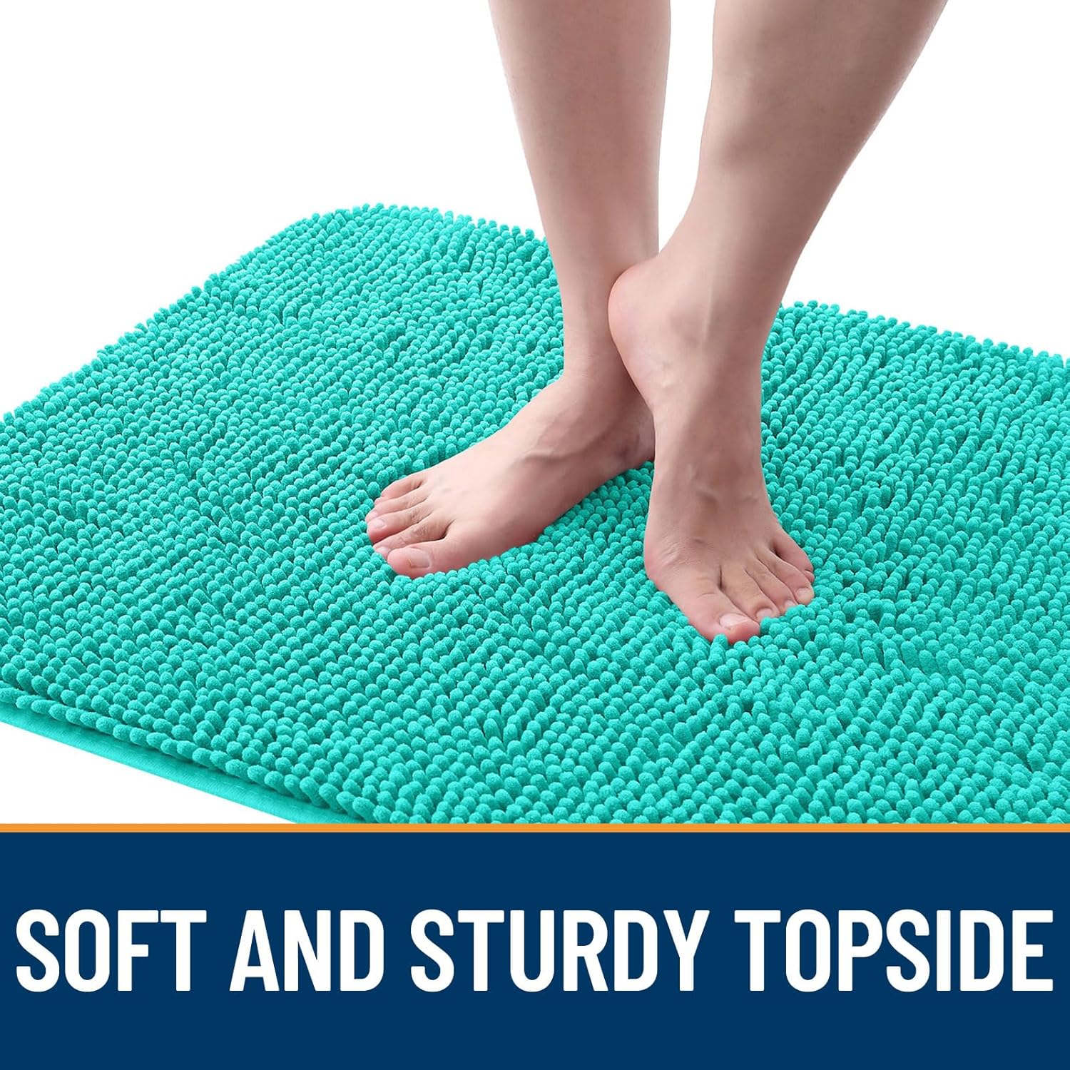 OLANLY Dog Door Mat - Absorbent Non-Slip Chenille Mat for Muddy Paws | 30x17 Inches, Teal Color