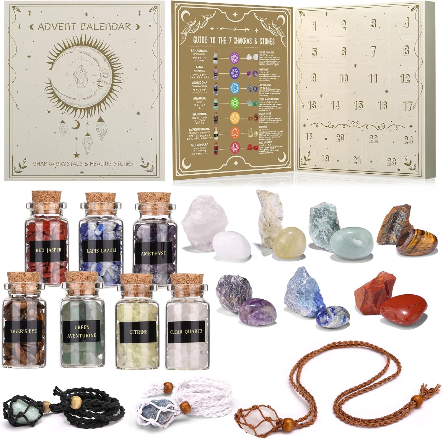 Naler Healing Crystals Set - 24 Pcs Christmas Gift for Women | Unique Crystals & Healing Stones