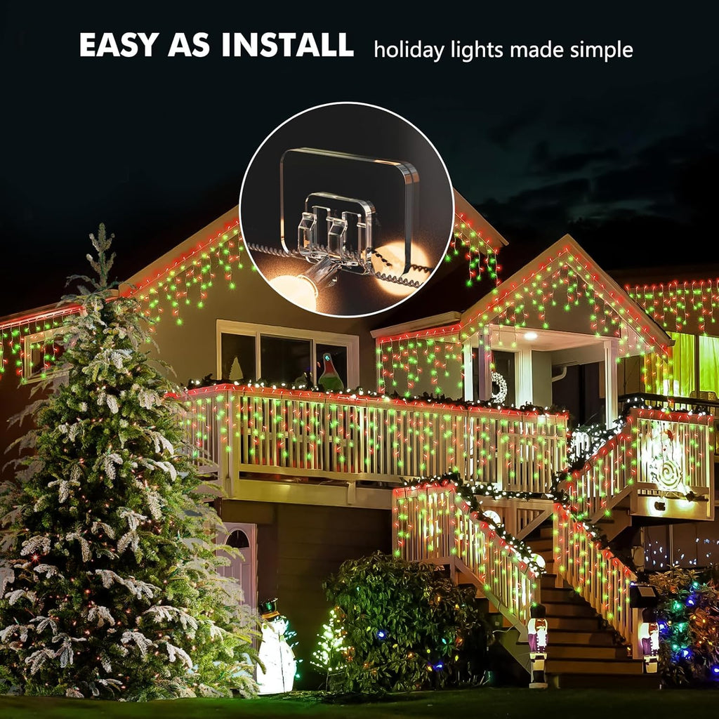 Skiennix Hooks for Outdoor String Lights - 100 Pack with Adhesive Strips | Waterproof & UV-Resistant